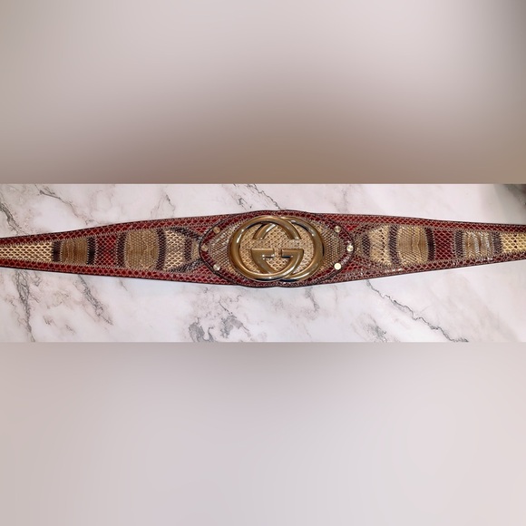 Ultra Rare GUCCI Exotic Leather (Python) Interlocking GG Belt - Picture 3 of 7